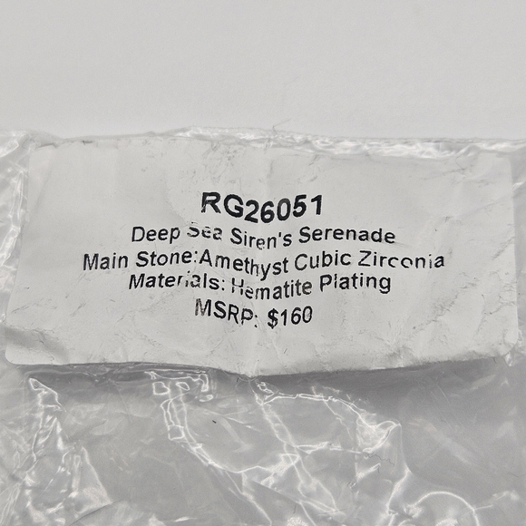 BP Ring RG26051 "Deep Sea Siren's Serenade" Amethyst CZ on Hematite - Size 6 - Picture 6 of 6